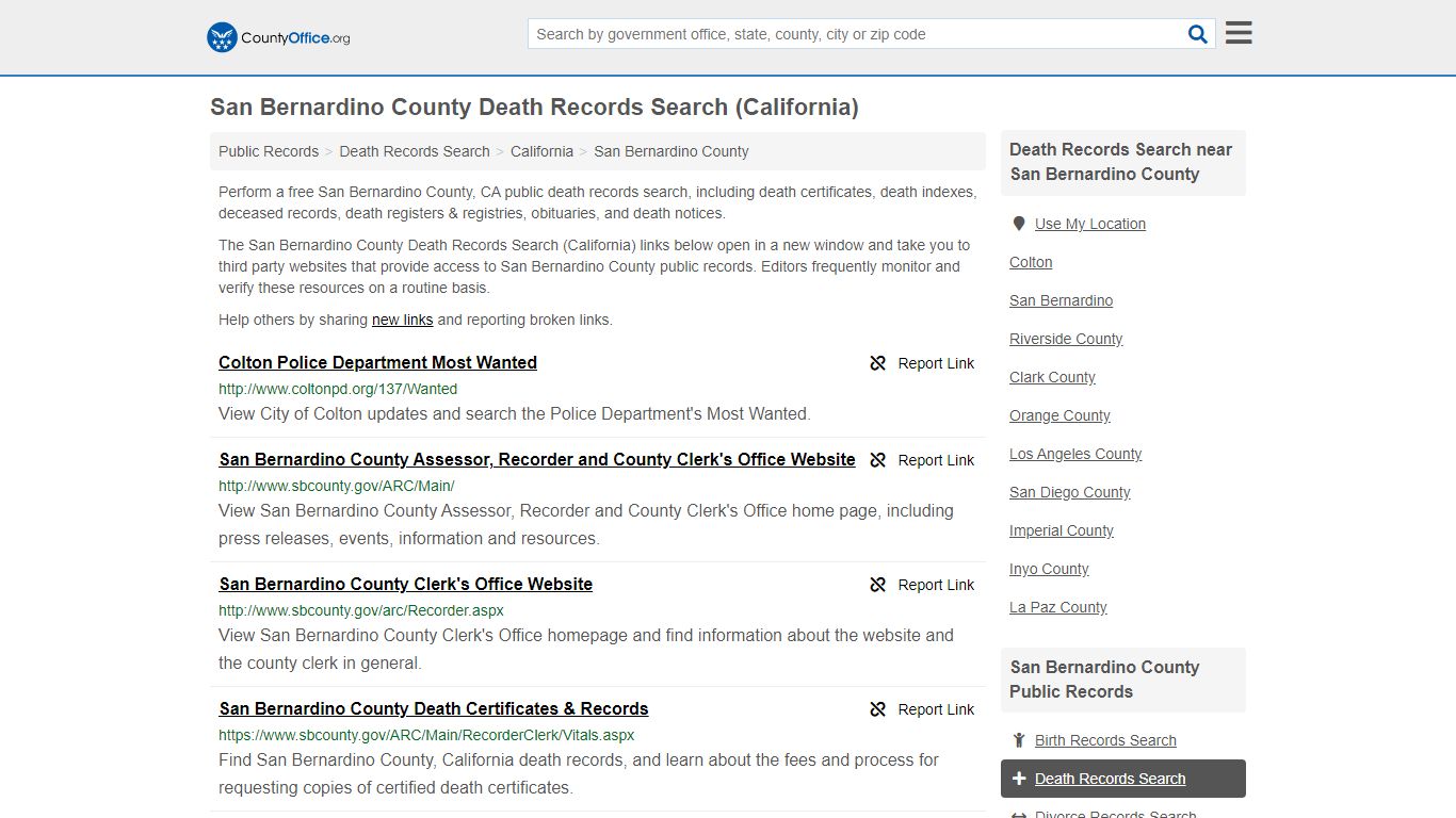Death Records Search - San Bernardino County, CA (Death ...