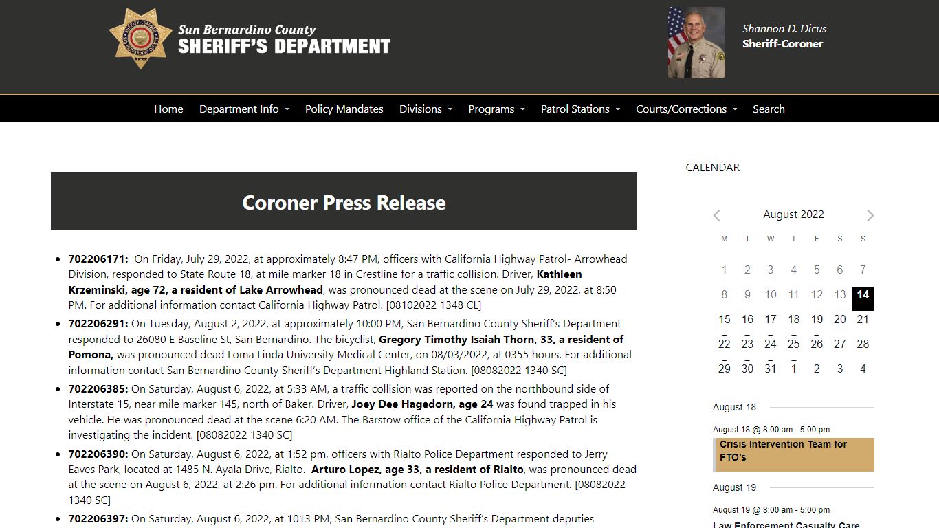 Coroner Press Release – San Bernardino County Sheriff's ...