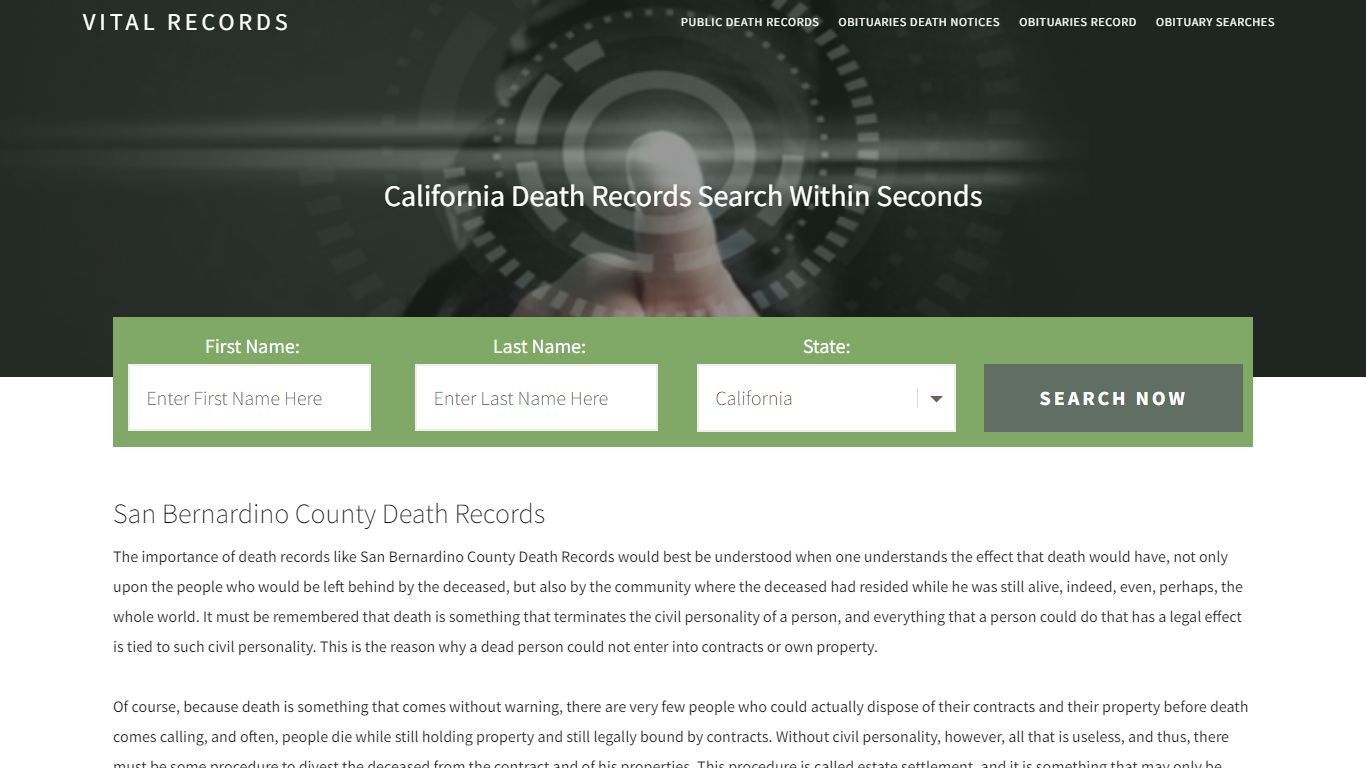 San Bernardino County Death Records |Enter Name and Search